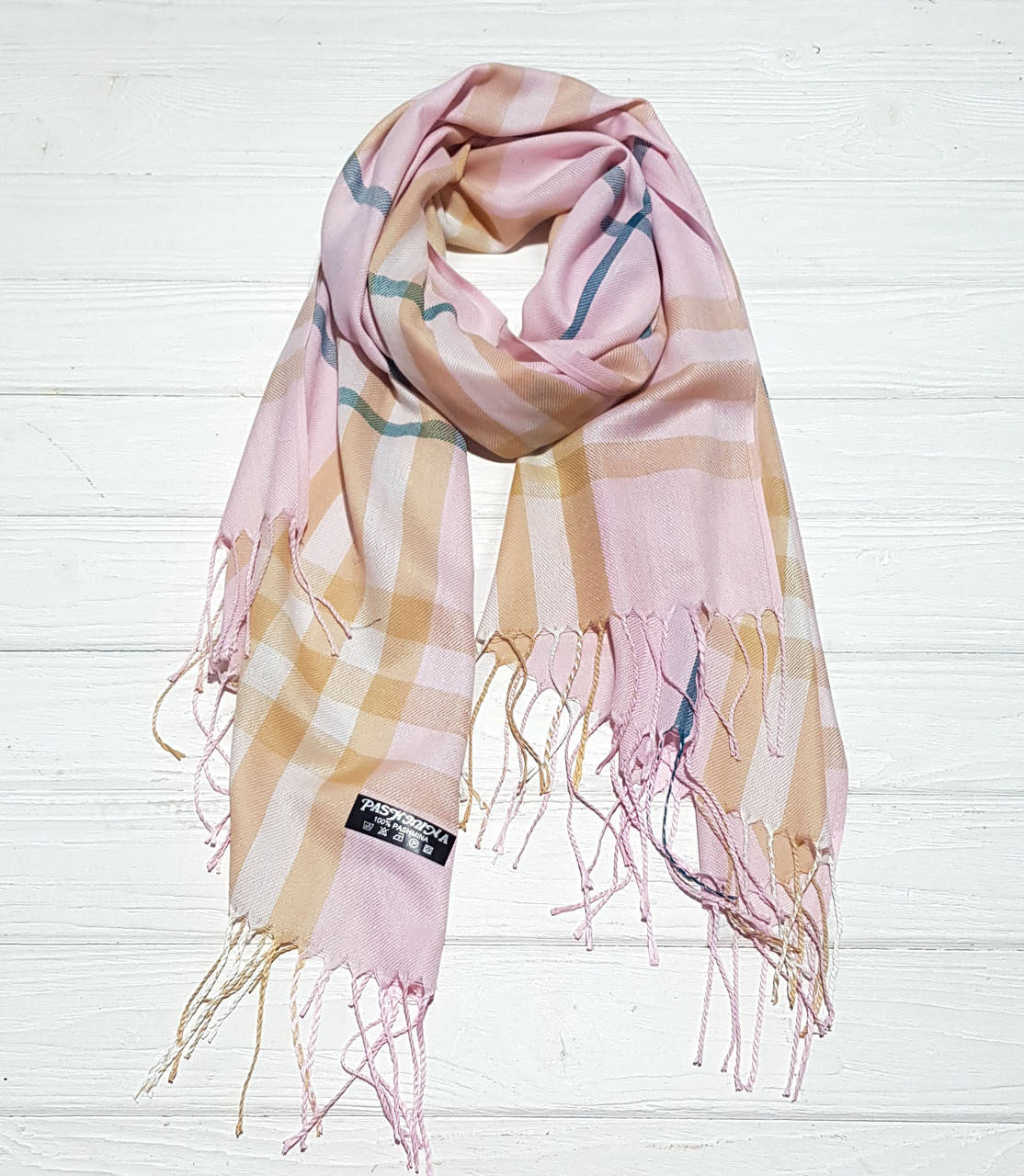 

Палантин пашмина весенний осенний в клетку Барнаби, Розовый