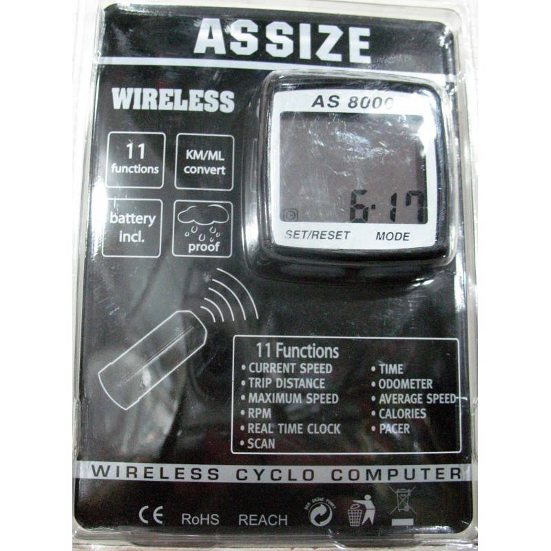 

Велоспидометр ASSIZE AS8000 (11 функций, безспроводной, Тайвань)