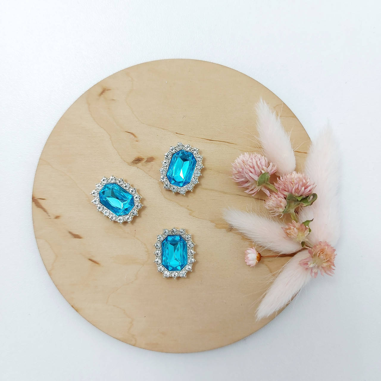 

Стрази в срібній оправі, ГОЛУБИЙ, 1.7*2,1см, МЕТАЛ+СКЛО