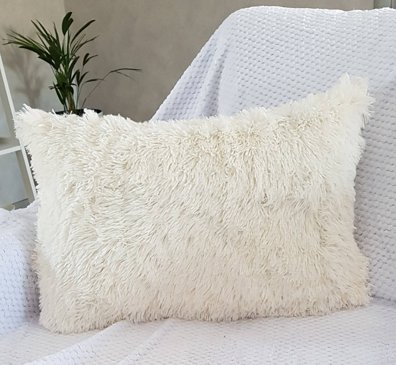 

Меховая наволочка с длинным ворсом 50х70 Молочный