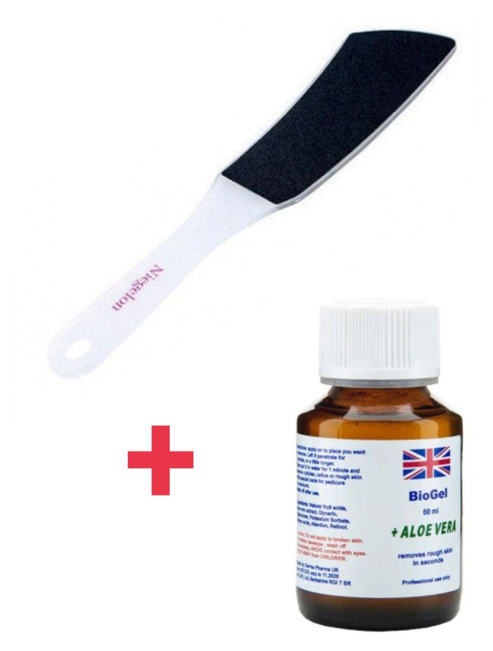 

Набор для педикюра с ремувером BioGel 60мл и пилка для ступней ( Терка для педикюра )