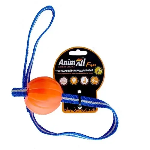 

Игрушка AnimAll Fun для собак, тренинг мяч со шлейкой, 6 см, оранжевая, Оранжевый