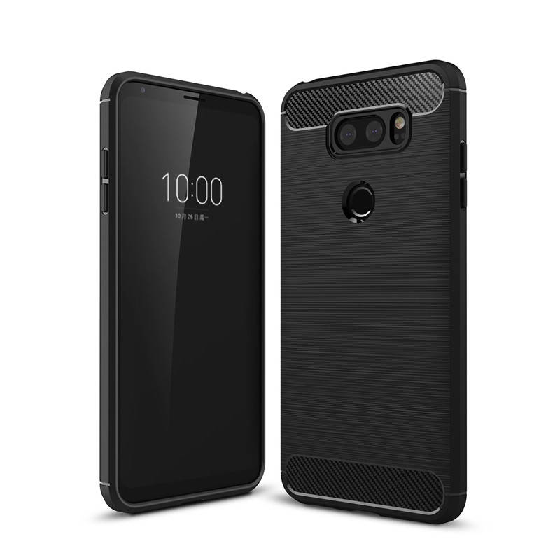 

Противоударный чехол для LG V30 Черный бампер под карбон