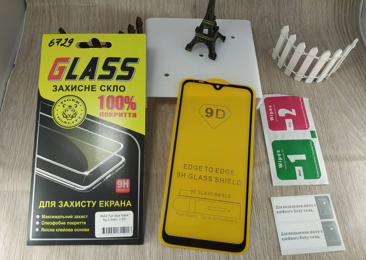 

9D Защитное стекло для Xiaomi Mi A3 (black) полная проклейка, Черный
