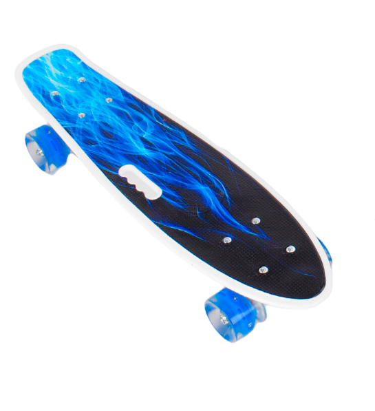 

Пенни борд с ручкой со светящимися колесами Best Board Огонь, Красный