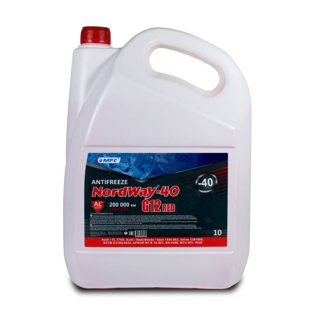 

Охлаждающая жидкость Антифриз NordWay G12 (-40°С) красная 10 л, Красный