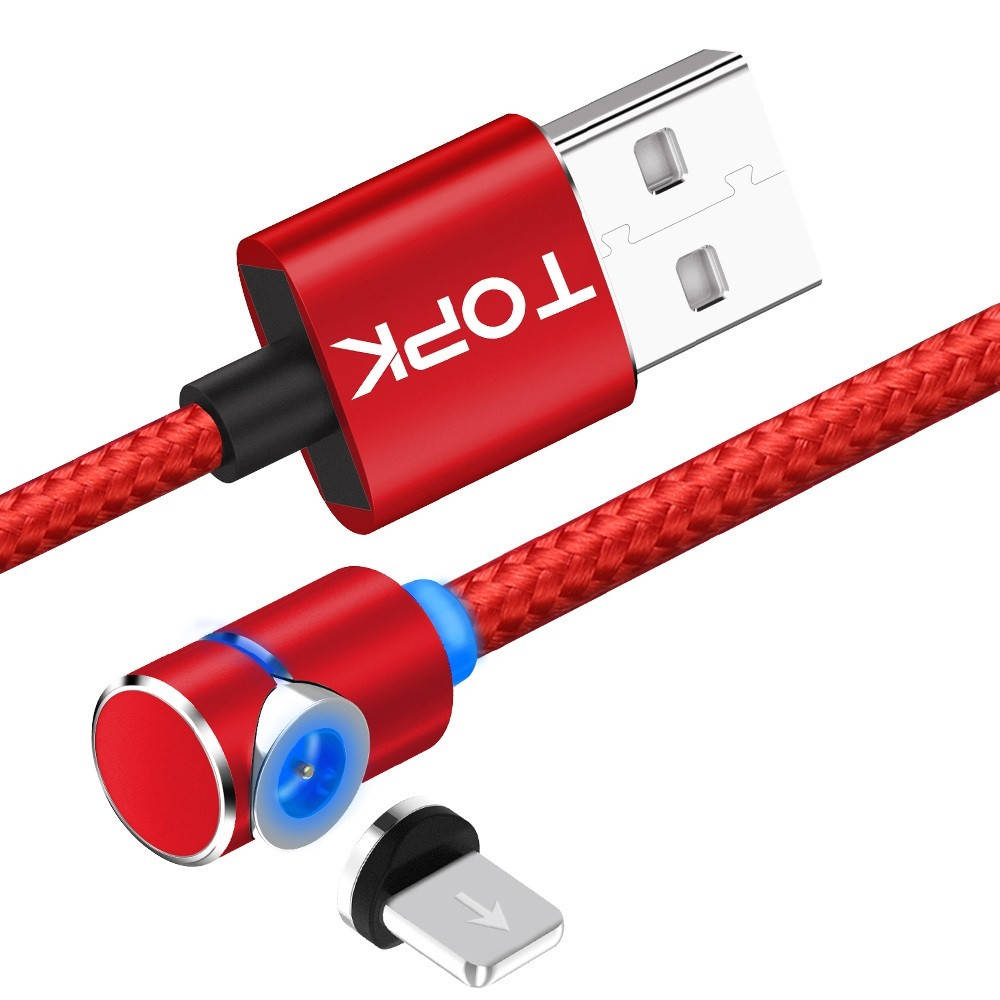 

Магнитный кабель TOPK 2 метра ПОВОРОТ 90° USB 2.0 для зарядки AM51 IPhone (КРАСНЫЙ)