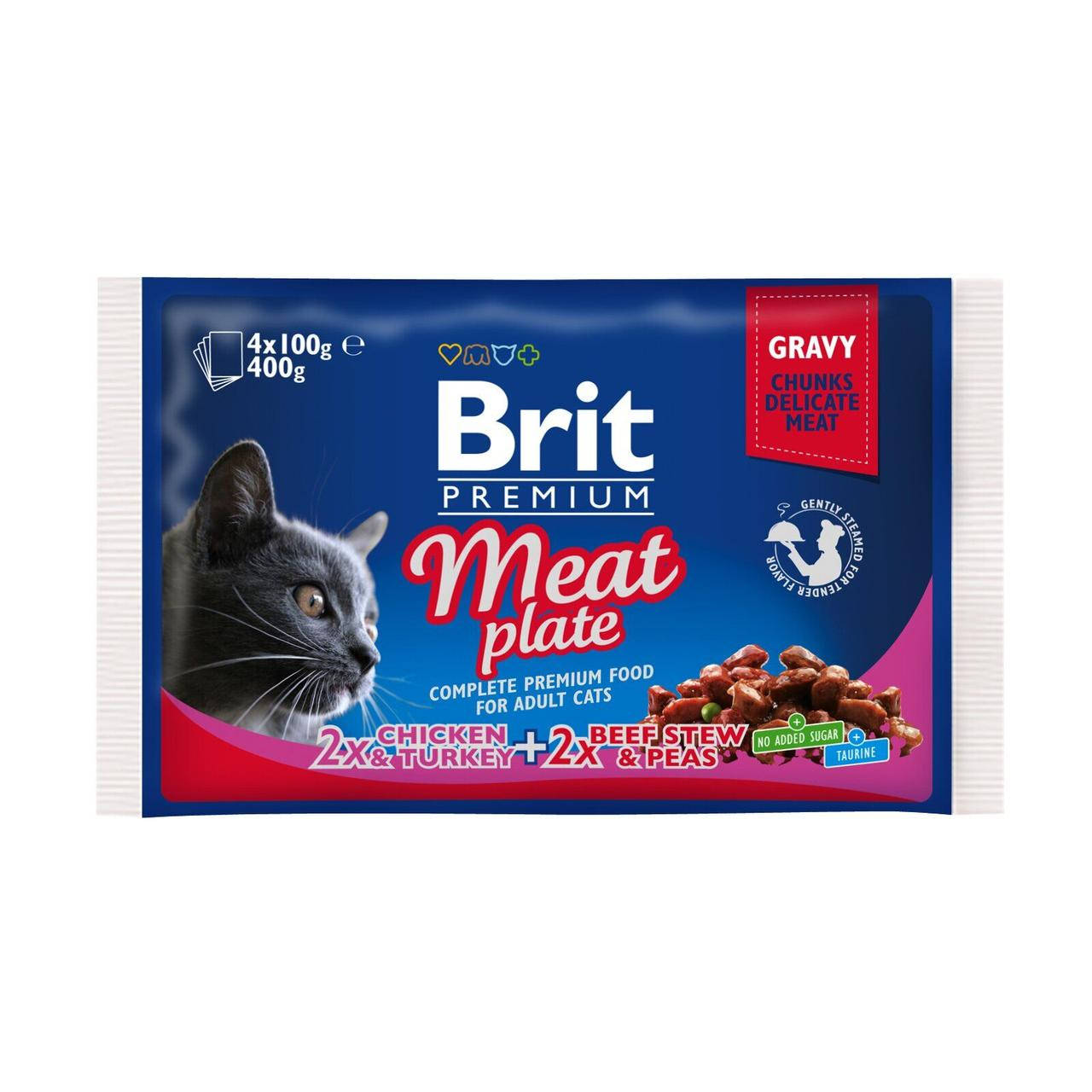 

Brit Premium Cat pouch 100g *4шт - мясная тарелка паучи в соусе 4 вкуса для кошек
