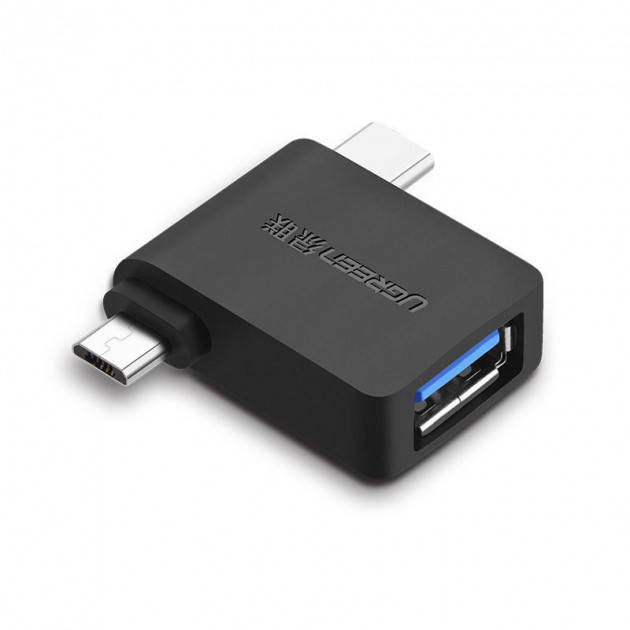 

Адаптер UGREEN 30453 2 in1 micro-USB/Type-C Black (30453), Черный