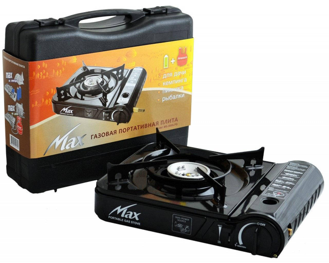 

Плита газовая туристическая в кейсе MAX MS-2500 с адаптером