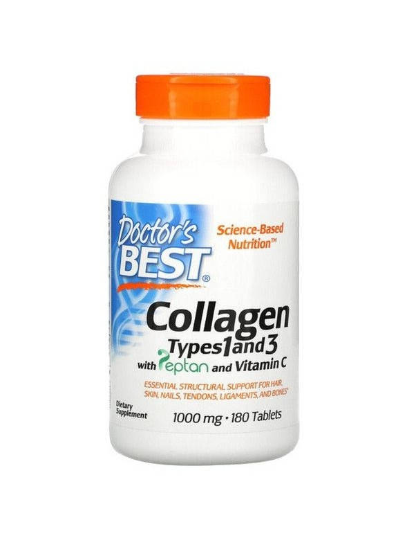 

Коллаген типа 1 и 3 с Peptan и витамином C, 1000 мг, Doctor's Best 180 таблеток