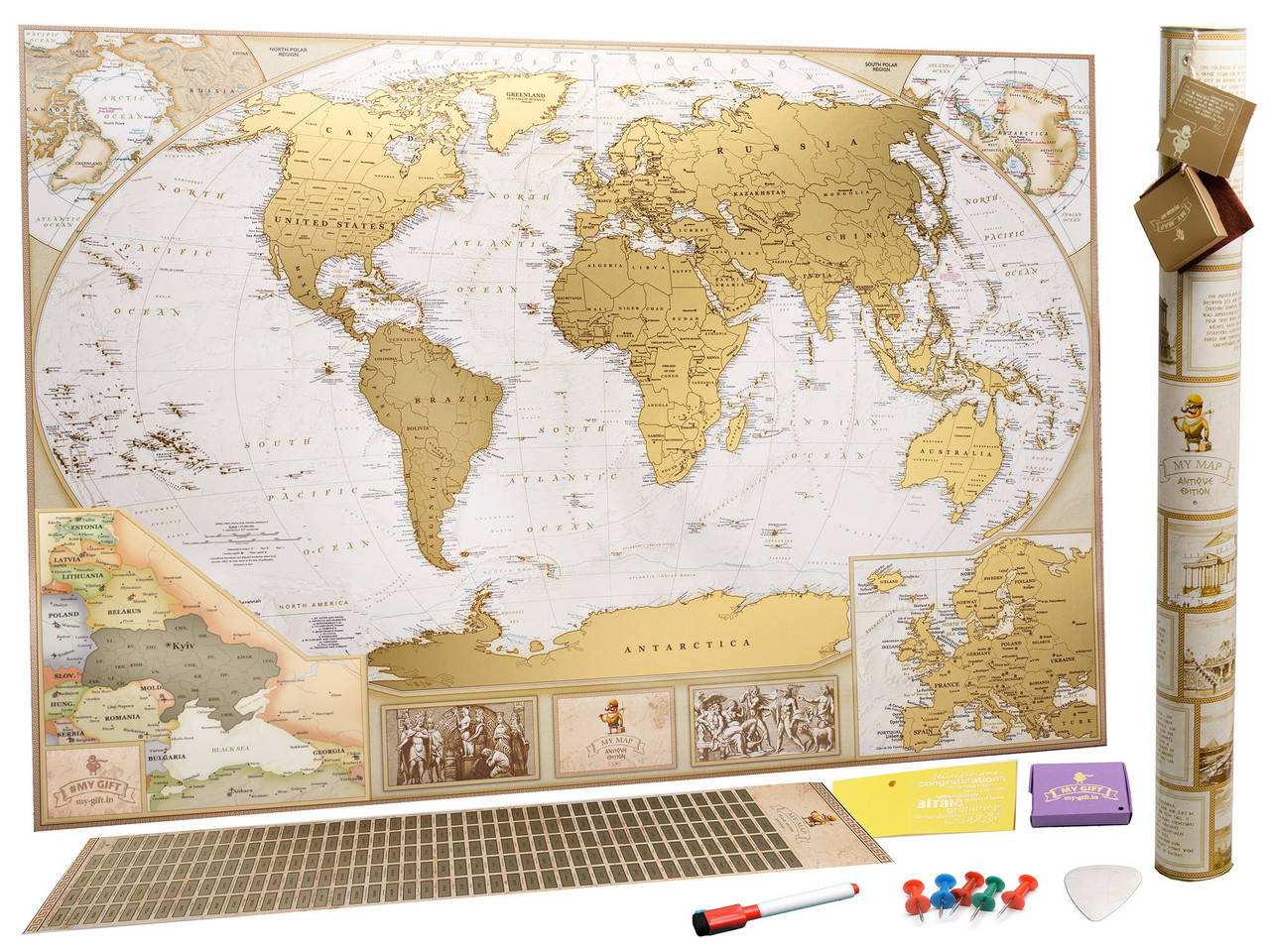 

Скретч карта мира My Map Antique edition (английский язык) в тубусе