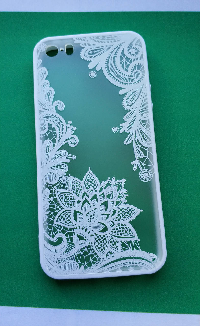 

Чехол для Iphone 5 5s SE, белый узор цветы
