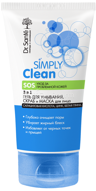 

Гель-скраб-маска для лица 3в1 Simply Clean Dr.Sante 150 мл