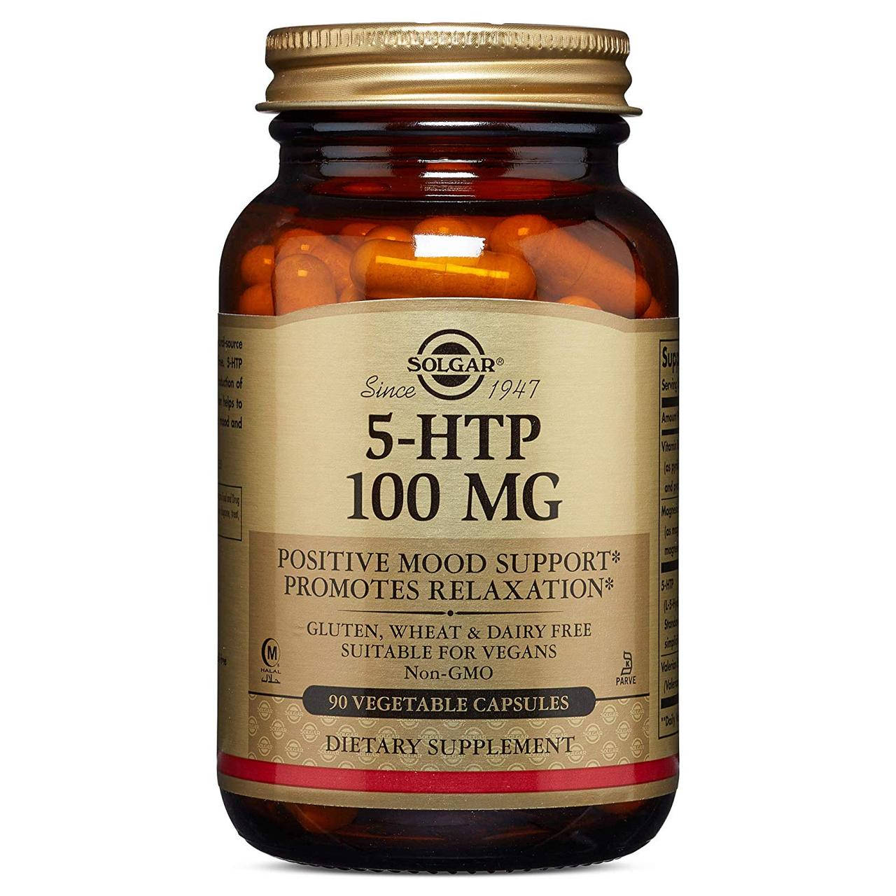 

5-гидрокситриптофан Solgar 5-HTP 100 mg 90 veg caps натуральный антидепрессант