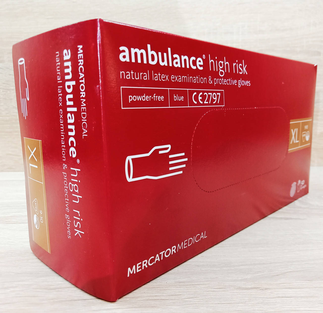 

Перчатки латексные прочные удлиненные AMBULANCE high risk, S, M, , XL, Синий