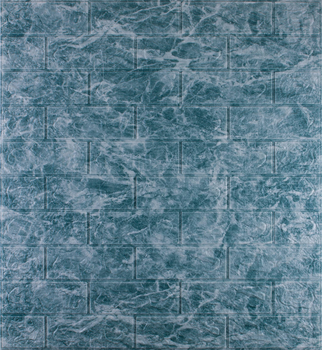 

Самоклеющаяся декоративная 3D панель под кирпич мрамор темное море 700x770x5мм