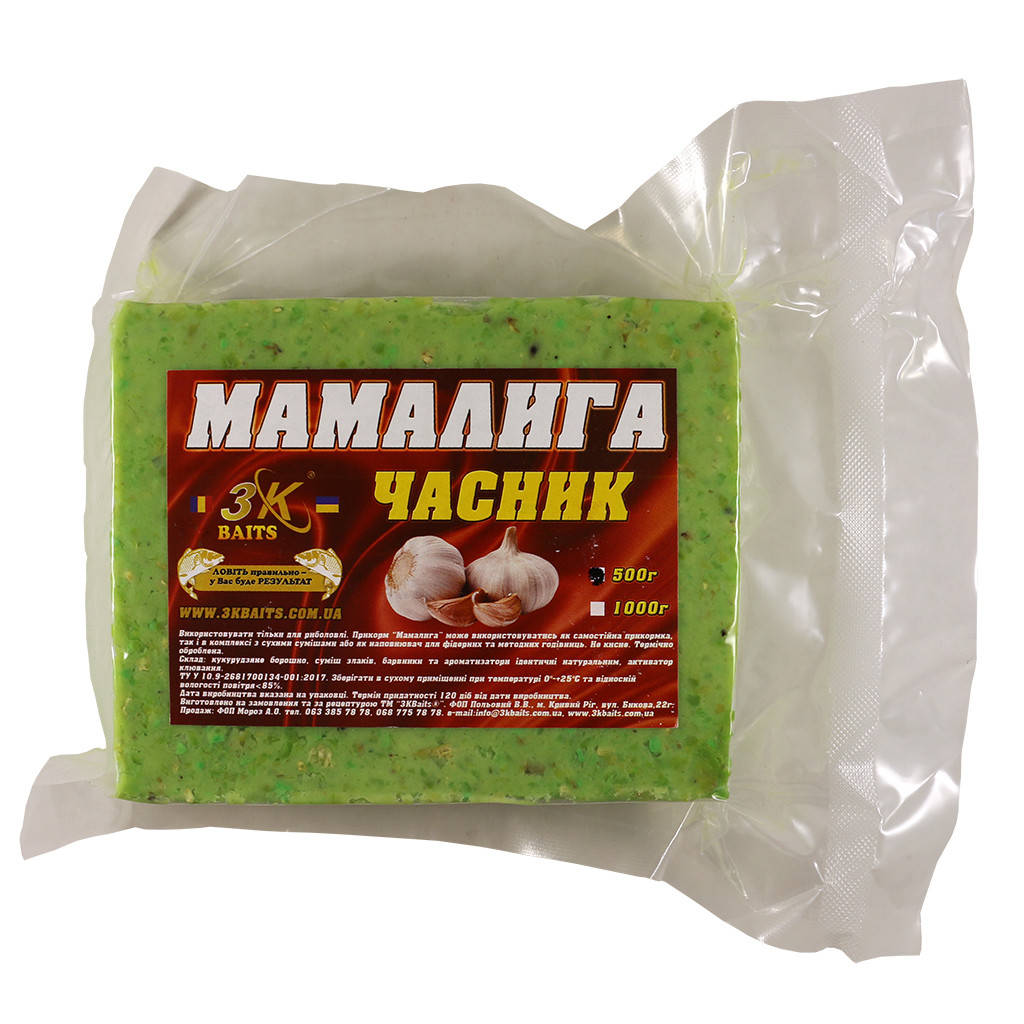 

Прикорм 3KBaits Мамалыга Чеснок 500г (3KB1011)