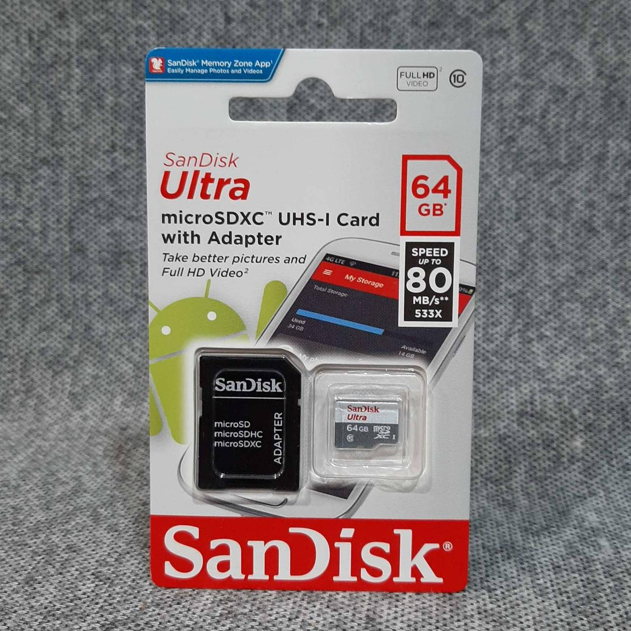 

Карта памяти SanDisk microSD 64GB