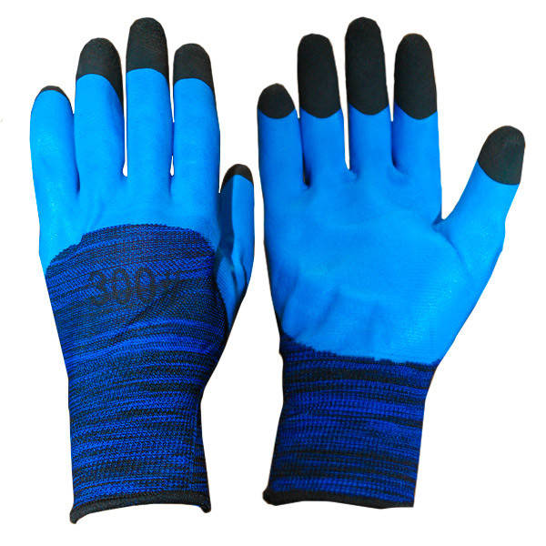 

Перчатки рабочие двойной облив, пена 300# синие (12 пар в уп.), Синий
