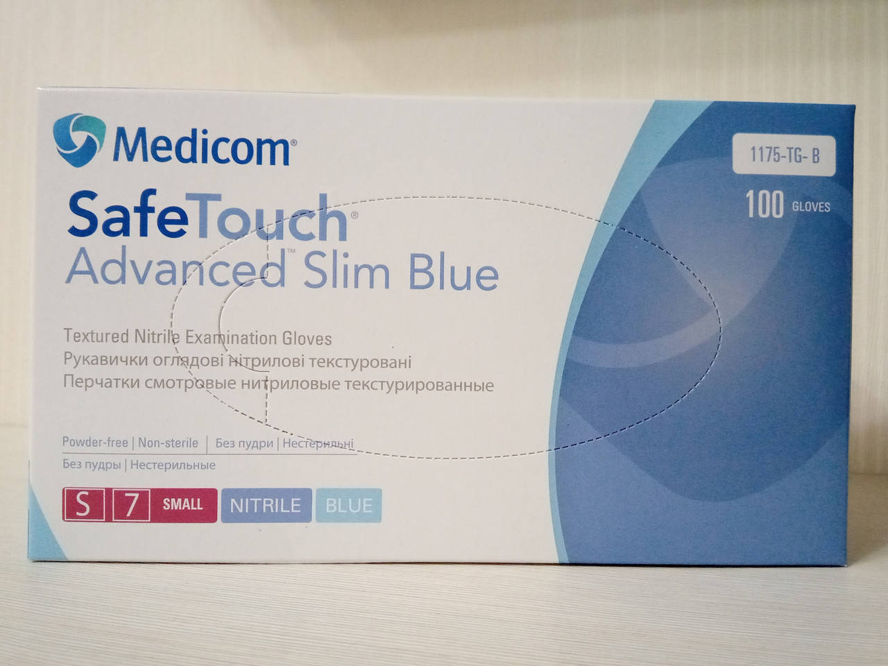 

Перчатки нитриловые голубые  / 3.6г, 100шт/уп, Голубой
