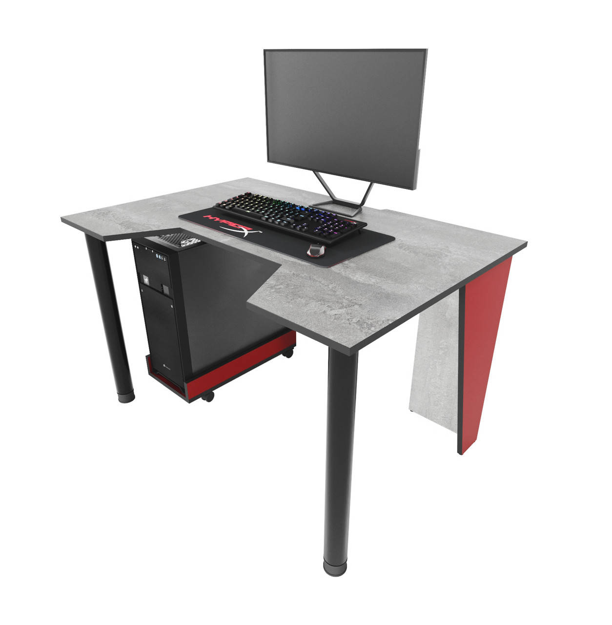 

Геймерский стол Zeus Gamer-1 красный/бетон