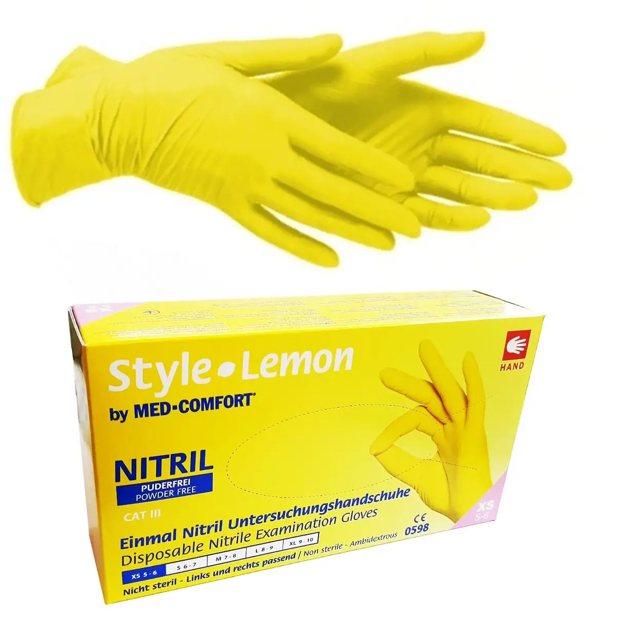 

Перчатки нитриловые AMPRI Nitrile Style Lemon, 100 шт, желтые, Желтый
