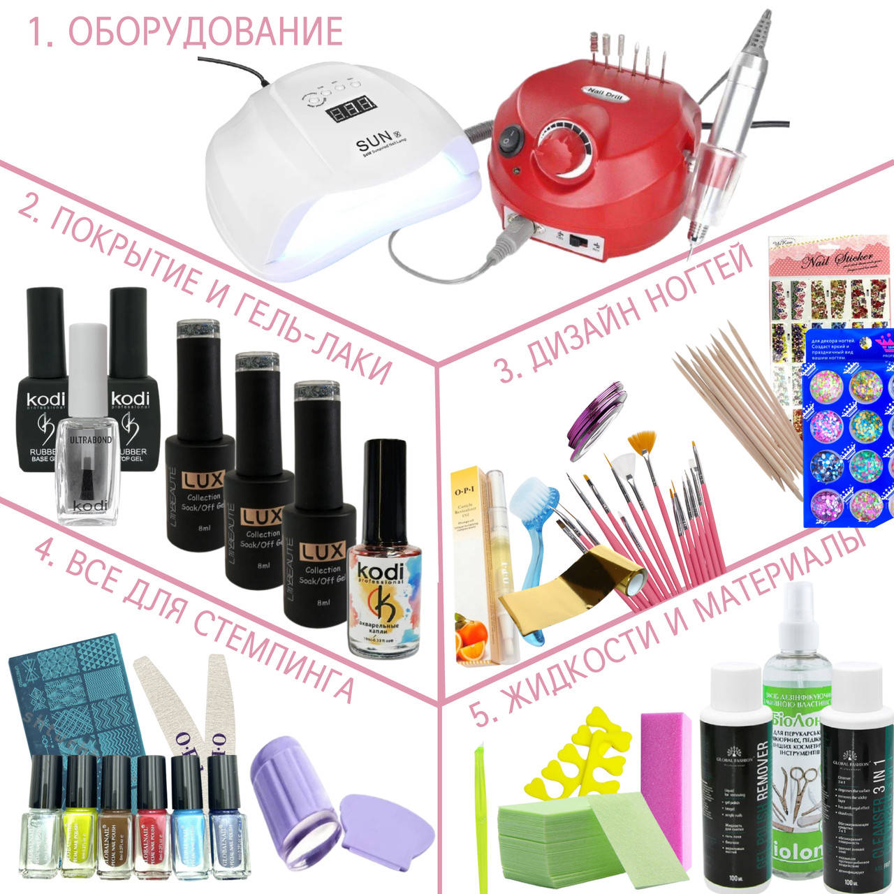 

Стартовый набор для маникюра "PRINT" с лампой Sun X 54W,и(набор для маникюра, набор для гель-лака)