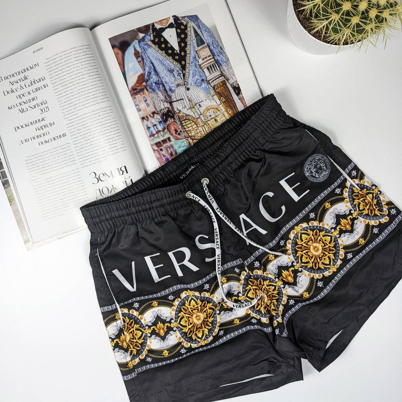 

Черные мужские плавательные шорты Versace L, Черный
