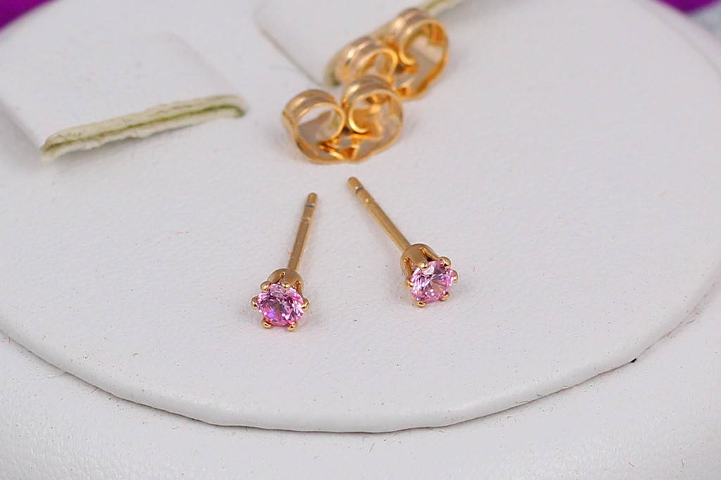 

Серьги гвоздики Xuping Jewelry розовый камень 3 мм золотистые