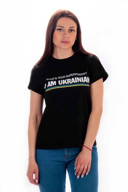

Женская футболка / Женские футболки с украинской символикой 44, чёрный-Украина