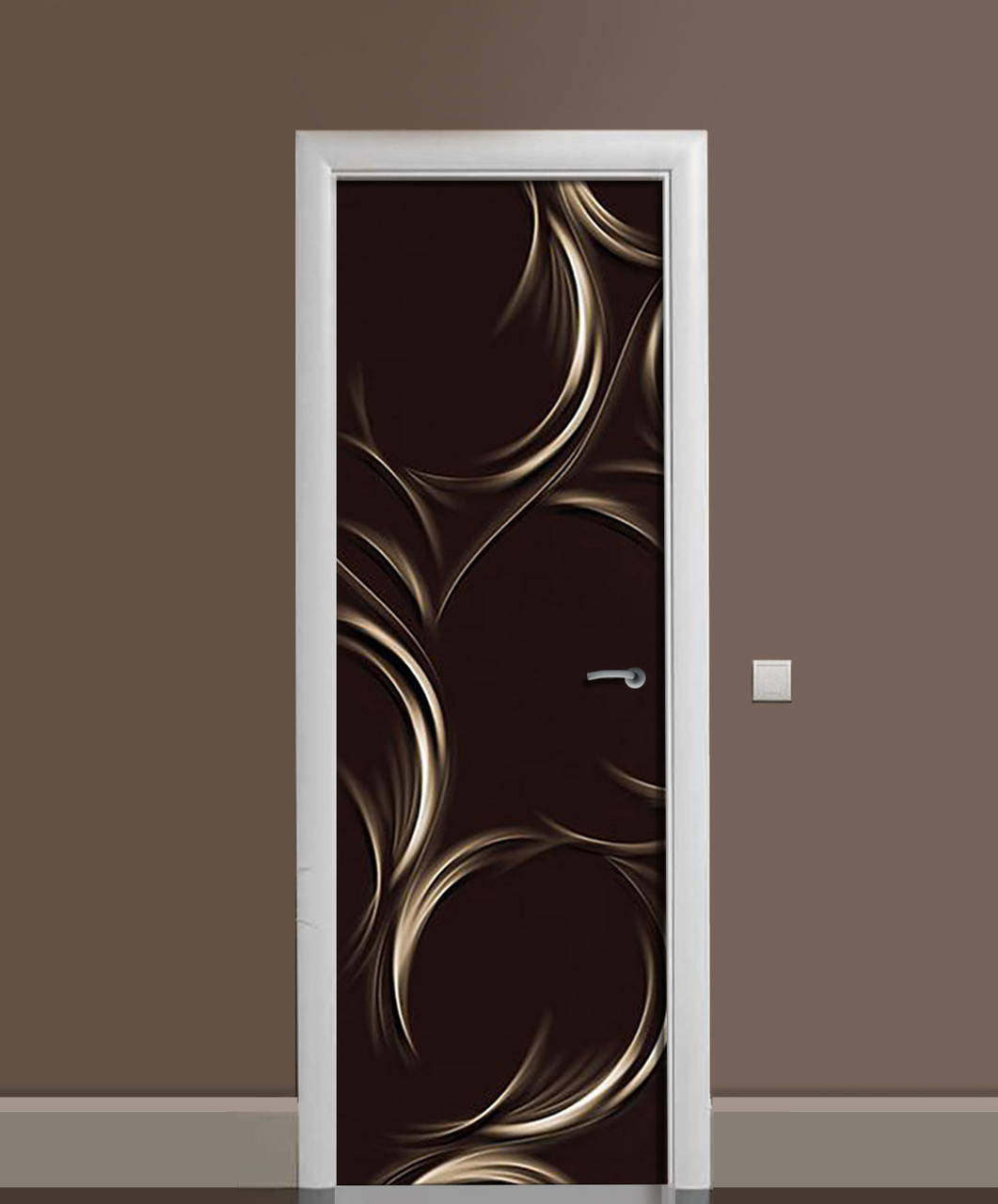 

Виниловая наклейка на дверь Завитки на темном фоне ПВХ пленка с ламинацией 65*200см Абстракция Черный