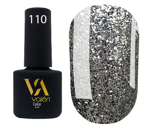 

Гель-лак Valeri Color № 110 (серебро с блестками), 6 мл