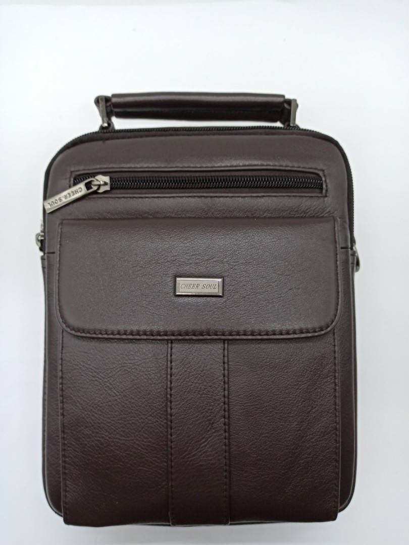 

Чоловіча шкіряна сумка коричнева з ручкою та ремінцем на плече Gold Coral, Коричневый