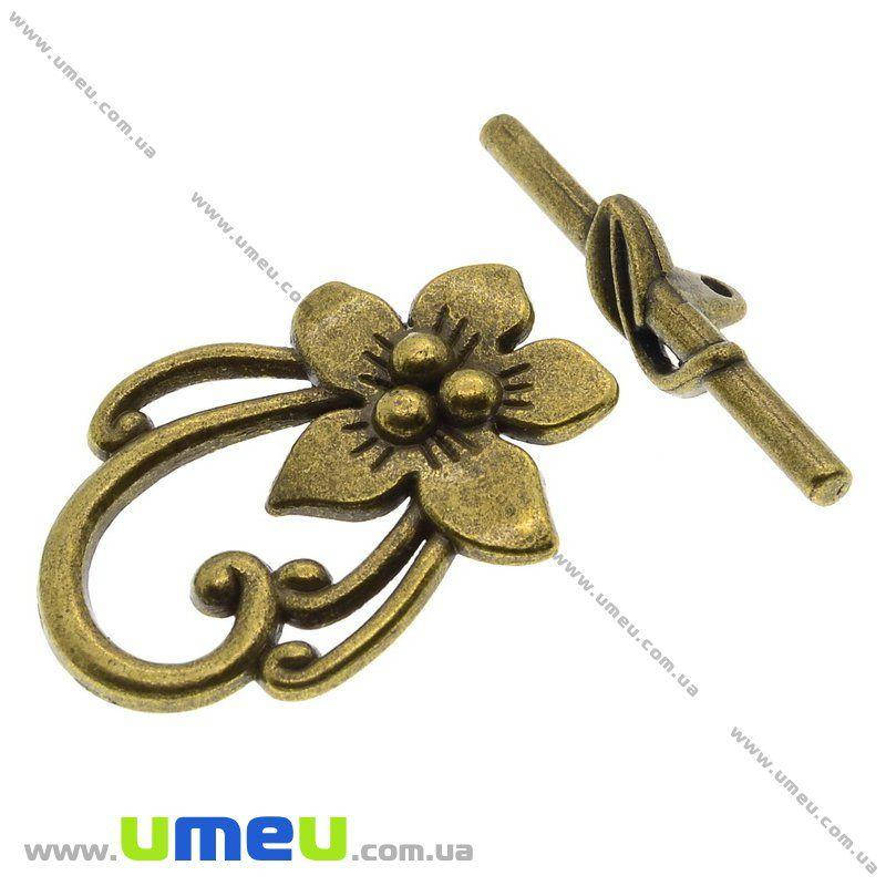 

Тогл Цветок, Античная бронза, 30х20 мм, 1 шт (ZAM-010122)