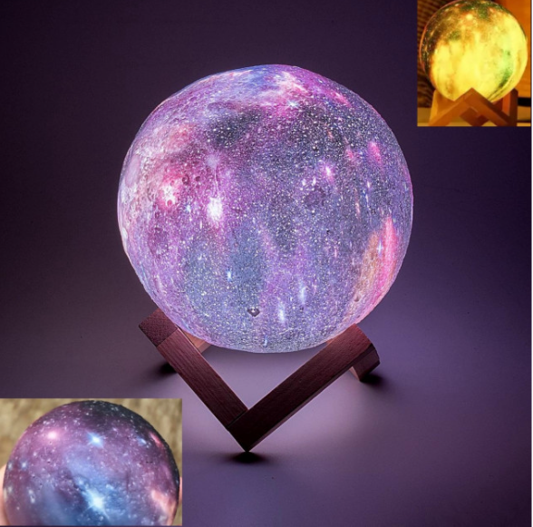 

Светильник ночник космос 15см, ночник-планета 3D,лампа со сменными цветами на пульте на подставке USB, 360