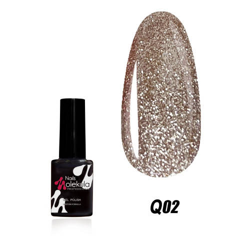

Гель лак серебристый с блестками Molekula QUEEN"S SECRET 6ml №Q02