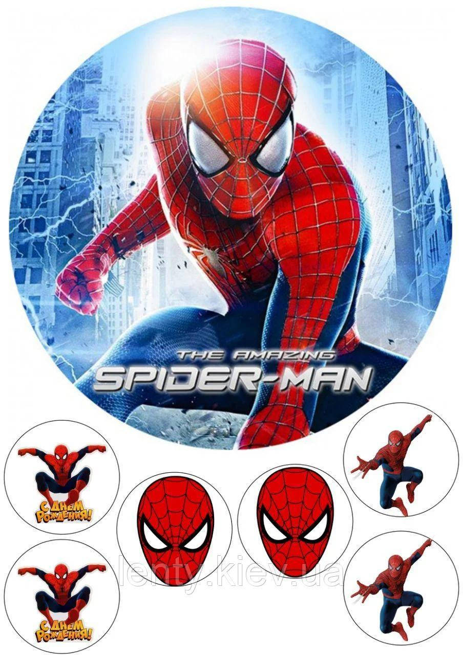 

Вафельная картинка на торт "Человек Паук" А4- 6 (одна - большая круглая)