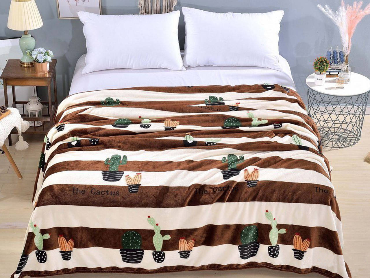 

Плед-покрывало из микрофибры "Кактусы, полоса" (160х210)