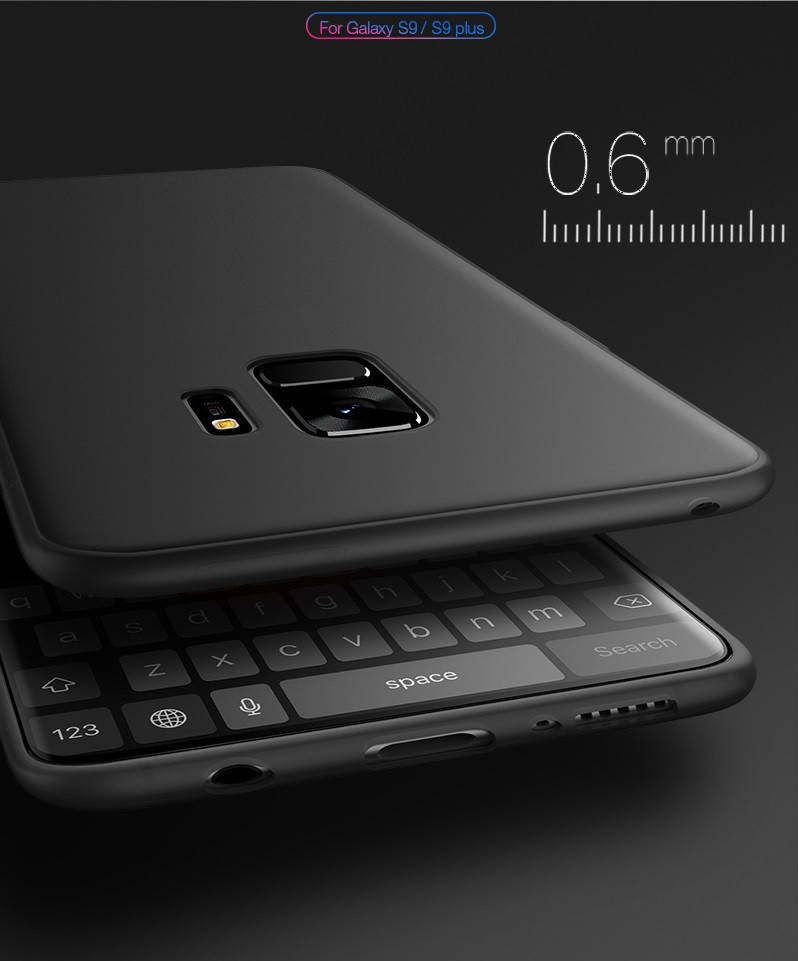 

Тонкий матовый чехол Matte для Samsung S9 черный силиконовый