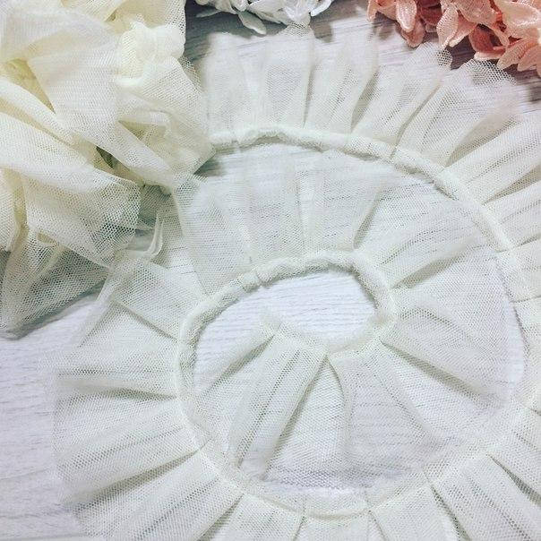 

Лента с рюшами, цвет кремовый, отрез 45 см