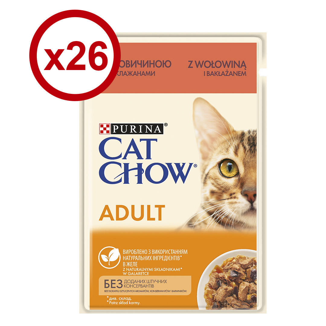 

Cat Chow паучи 85г *26шт с говядиной и баклажанами для кошек