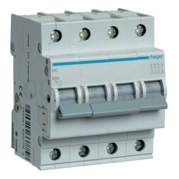 

Автоматический выключатель Hager MC425A, 25A, 4p