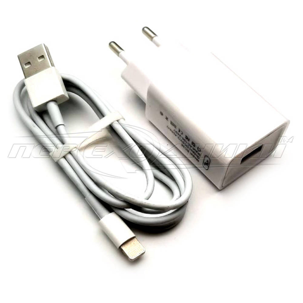 

Сетевое зарядное устройство USB 5V, 2.4A + кабель USB to Lightning, 1м, Белый