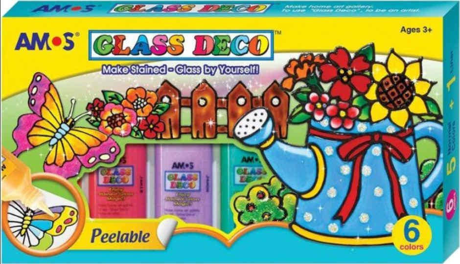 

Набор витражных красок Glass Deco "Цветы" 6цв. по 22 мл + трафарет