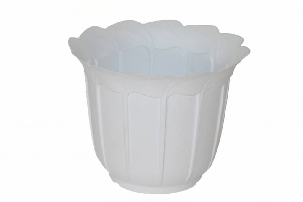 

Кашпо для цветов пластиковое "Лаура" с подставкой 200мм БЕЛЫЙ Ламела