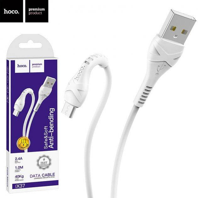 

Кабель зарядный оригинальный Hoco X37 Cool Power for Micro USB Cable (1m) белый, шнур микро юсб