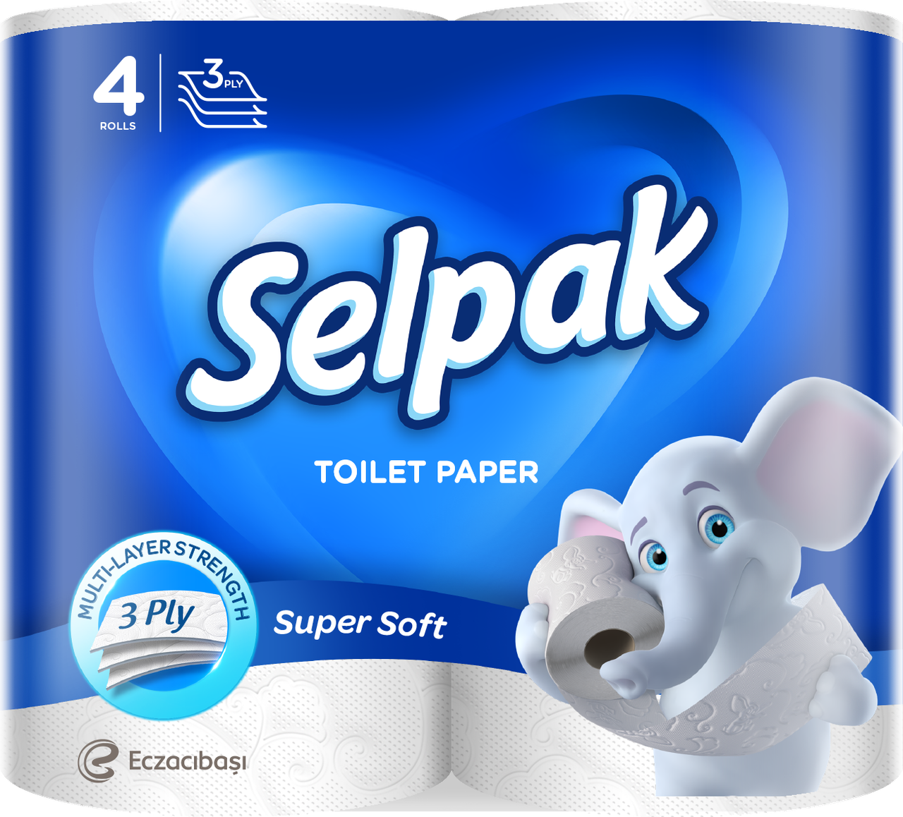 

Selpak трехслойная туалетная Бумага белая 4 рулона, Белый