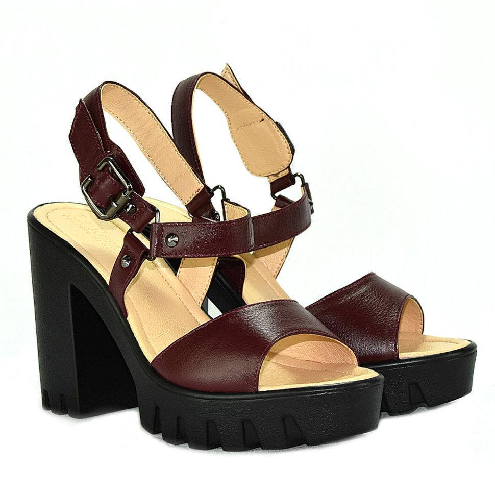 

Босоножки La Rose 2005 на платформе тракторная подошва Бордовая кожа 36 р