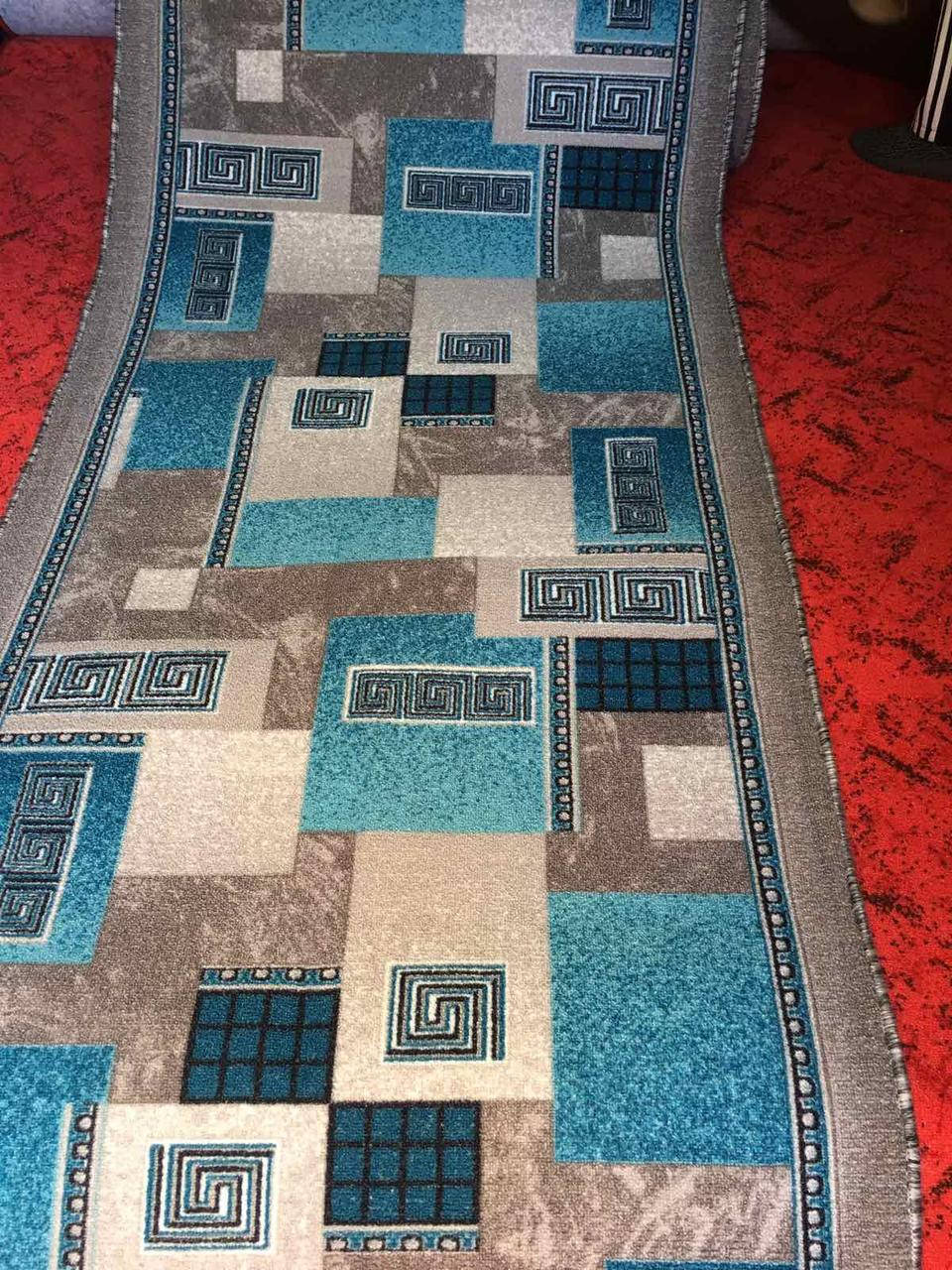 

Качественная дорожка напольная на войлочной основе п-во Польша "Квадраты серо-голубые"